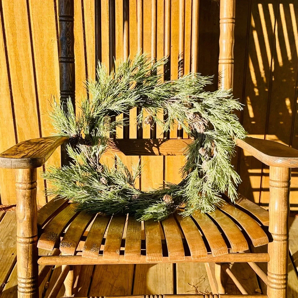 *Glittered Woodland Pine Wreath, 21”